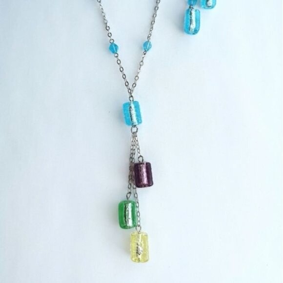 Murano Multi Colour Bead necklace earring set - Picture 5 of 9